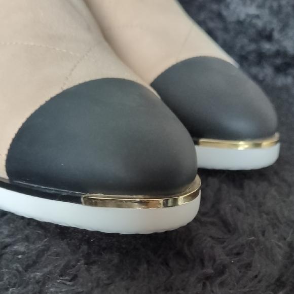 Cole Haan Beige and Black Quilted Loafers - Picture 4 of 8